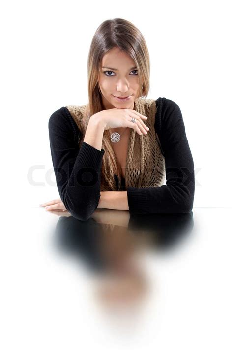 junge frau verführerisch auf weißem hintergrund stock bild colourbox