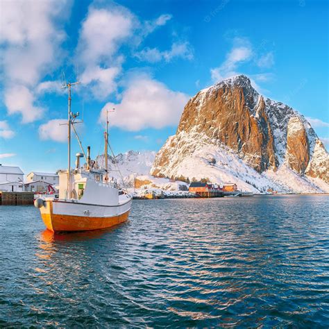 Premium Photo Amazing Winter View On Hamnoy Village With Port And