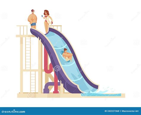 Aquapark Water Slide Composition Stock Vector Illustration Of Speed