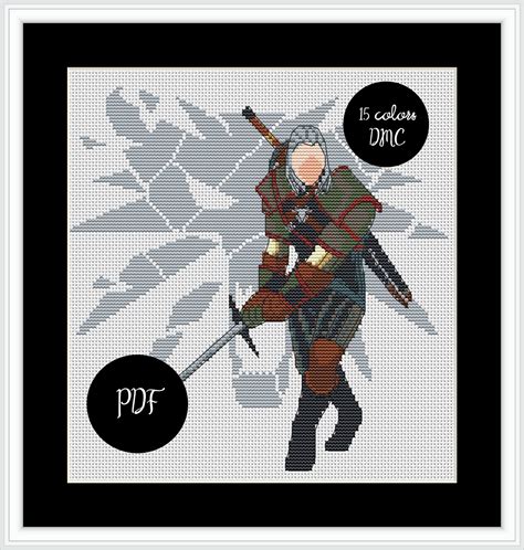 The Witcher Cross Stitch Pattern Geralt Of Rivia Cross Etsy