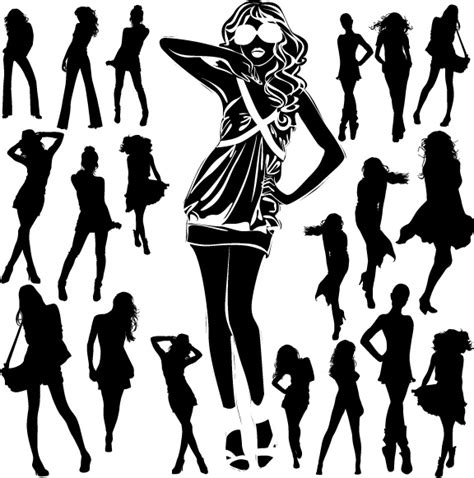 Different Women Silhouettes Vector Free Vector In Encapsulated