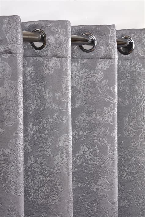 Royal Damask Collection Elegant Woven Blackout Eyelet Curtains In