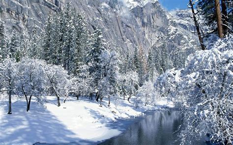 Creek In The Snowy Mountains Winter Scenery Hd Wallpaper Preview