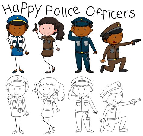 Doodle Of Police Officers Character 519434 Vector Art At Vecteezy