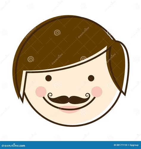 Colorful Silhouette Cartoon Man Father Face Stock Illustration