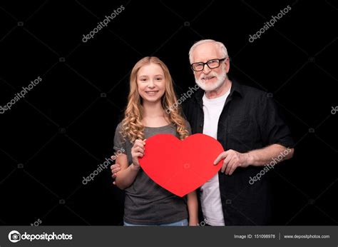 Granddaughter Symbol Grandfather And Granddaughter With Heart Symbol Stock Photo