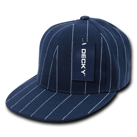 Decky Pin Striped Fitted Flat Bill Baseball Hats Caps For Men Women