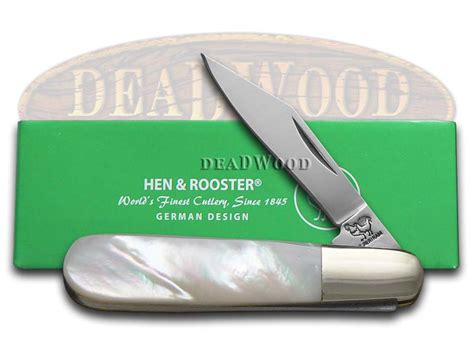 Hen Rooster And Genuine Mother Of Pearl Barlow Pocket Knife Mop