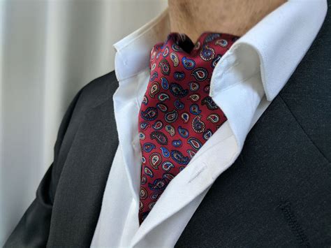 Ascot Tie For Sale Reversible Silk Ascot Tie Dark Red Salt Walter