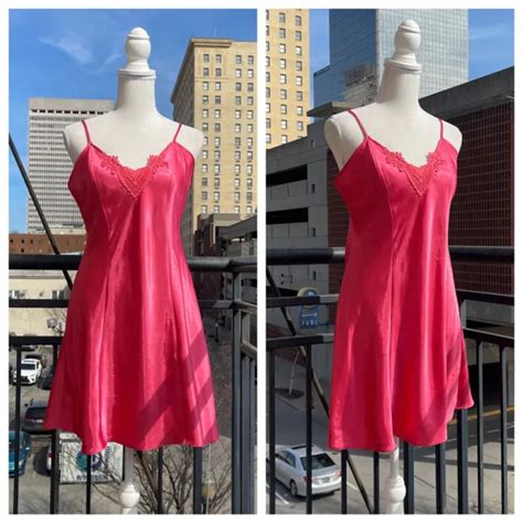 Vintage 90s Liquid Satin Nightgown Mini Slip Dress Pink Lingerie Pin Up Sm 2999 Picclick