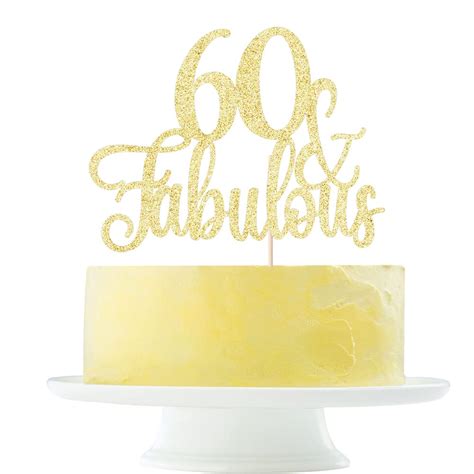 Buy Golden Glitter Fabulous 60 Cake Topper Happy 60th Birthday Cake