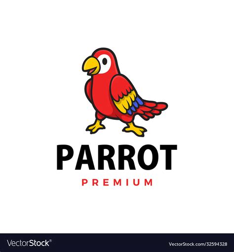 Cute Parrot Cartoon Logo Icon Royalty Free Vector Image