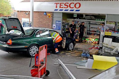 One Person Hurt As Jaguar Smashes Into Tesco Petrol Station Shop