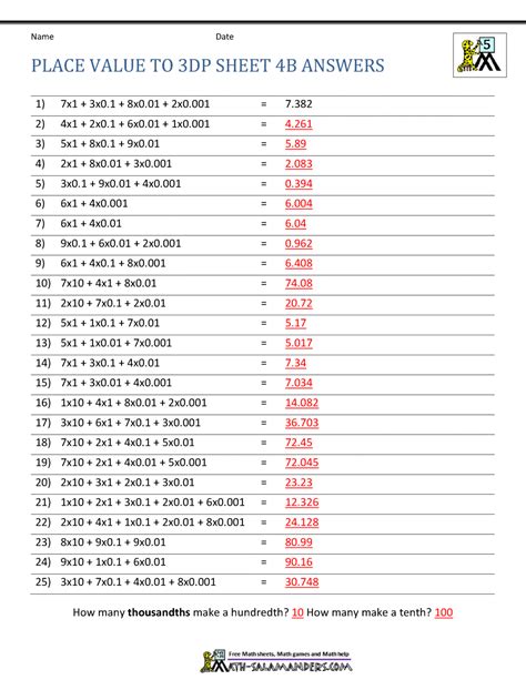 5th Grade Place Value Worksheets