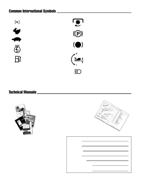 Common International Symbols Technical Manuals Additional Technical