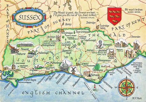 Eastbourne England Map Sussex Illustrated Map