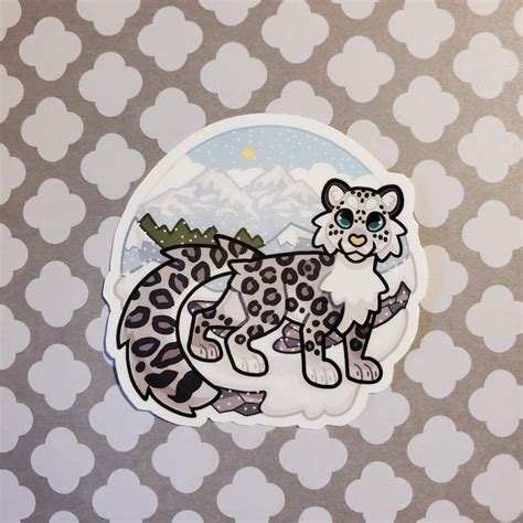 Snow Leopard Sticker Etsy