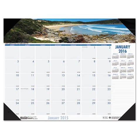 Coastlines Photographic Monthly Desk Pad Calendar Ultimate Office