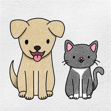 Cat And Dog Drawing Helloartsy