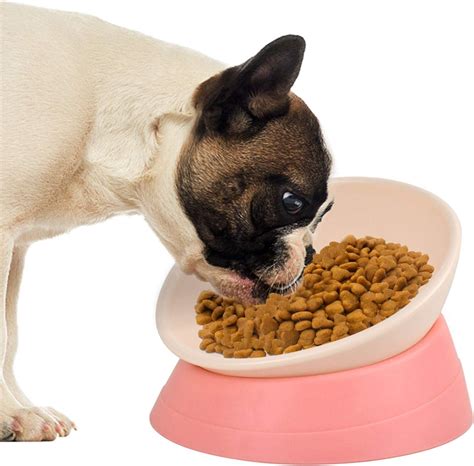Pawdoer French Bulldog Food Bowl Slanted Tilted Pug Food