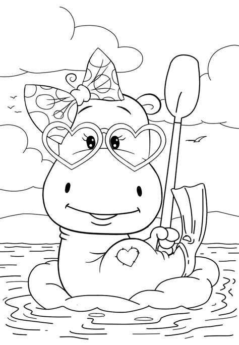 Hippo Resting Coloring Pages For You