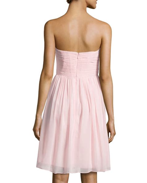 Donna Morgan Strapless Ruched Bodice Cocktail Dress Blush