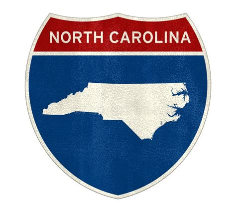 North Carolina Interstate Road Sign Map Stock Illustration