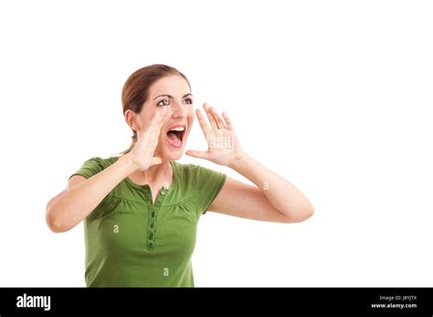 Woman Portrait Yell Yelling Young Younger Shouting Shout Woman