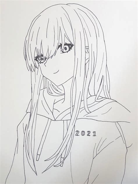 Pretty Anime Girl In Hoodie Coloring Page Etsy
