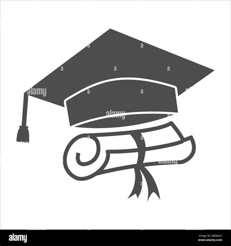 Vector Icon Of The Graduation Cap And Diploma A Simple Stock Design