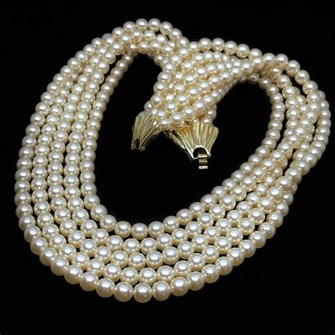 Vintage Multi Strand Pearl Necklace Etsy Multi Strand Pearl Necklace Pearl Necklace Pearls