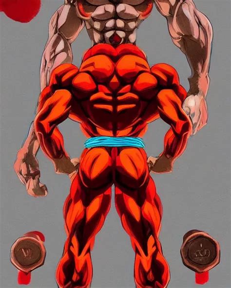 Gigachad Goku Bodybuilder In Tokyo Wearing A Red Suit Stable