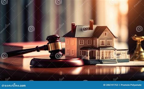 Judge Auction And Real Estate Concept House Model Gavel And Law Books