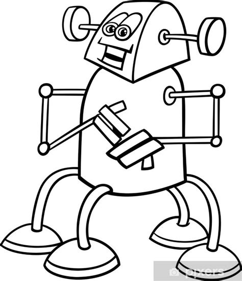 Fototapeta Karikatura robot pro omalovánky • Pixers® • Žijeme pro změnu