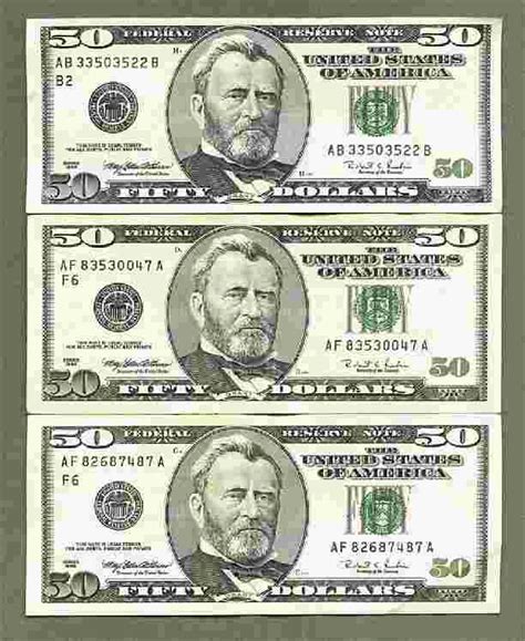 1996 3 Ulysses Grant Fifty Dollar Bill Us Currency