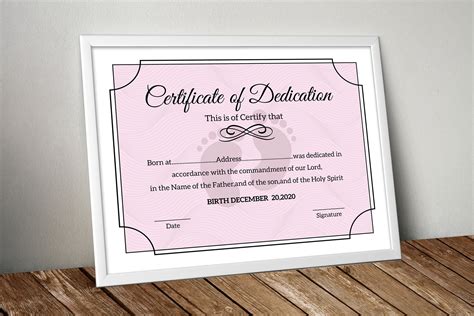 Baby Dedication Certificate Certificate Template Photoshop Etsy