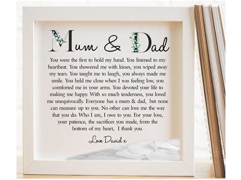 Mum And Dad Personalised Framed Poem Pure Essence Greetings