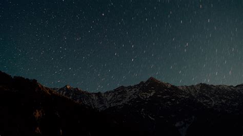 Mountain Starry Sky Night Glitter Uplands 4k Wallpaper 4k