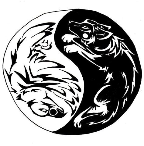 Eagle Yin And Wolf Yang Tattoo Oiseaux