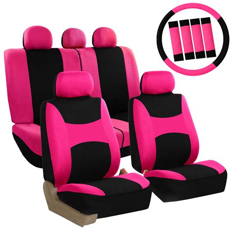 Pink Black Car Seat Covers For Auto Suv Van W Steering Whee Coverl