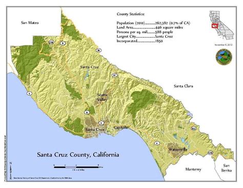 Santa Cruz County Map With Hillshade Santa Cruz County Santa Clara