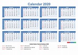 Free Printable Yearly 2020 Calendar With Holidays As Word, PDF