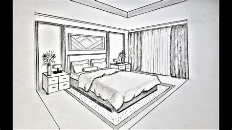 How To Draw A Bedroom In Two Point Perspective Youtube