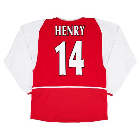 2002 04 Arsenal Home Ls Shirt Henry 14 Very Good 710 L