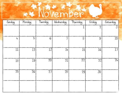 November 2018 Calendar | November calendar, November printable calendar, Calendar printables