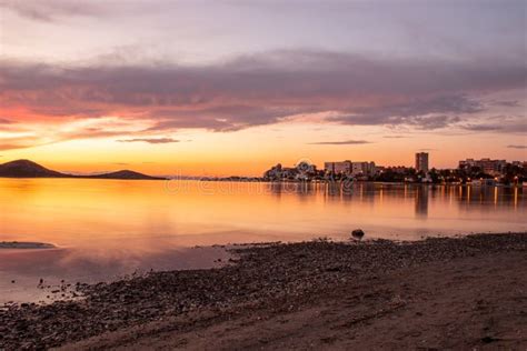Sunset Over The Mar Menor In Spain Stock Photo Image Of Paint