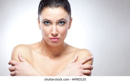 Naked Woman Close Covering Breast Hands Foto Stock Shutterstock