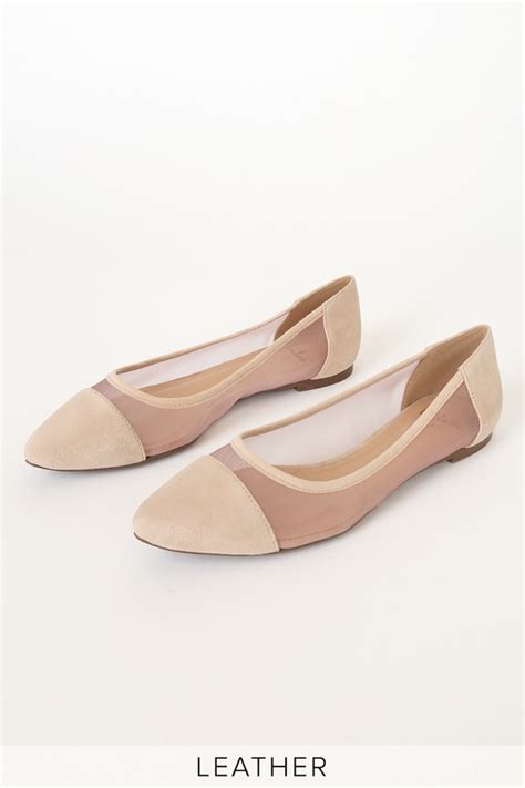 Nude Flats Pointed Toe Flats Mesh Flats Suede Leather Flats Lulus