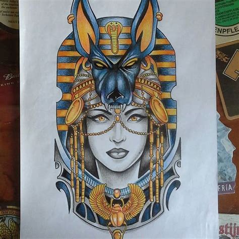 jim perez en instagram “cleopatra and anubis egyptian tattoo design cleopatra egypt anubis