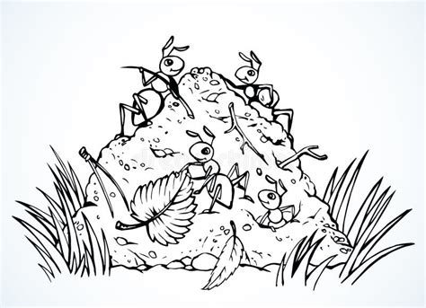 Anthill Coloring Page Summer Boy Watching Ant Hill Sketch Coloring Page